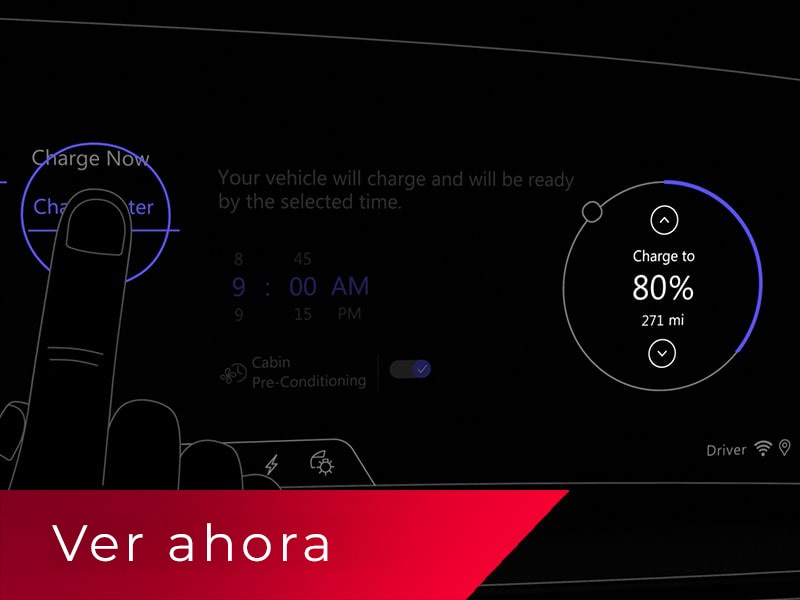 Demostración en blanco y negro de la configuración de los ajustes de carga en un EV